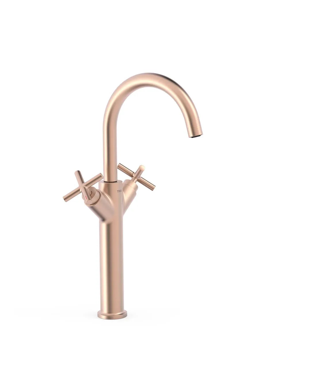 Grifo bimando extra alto para lavabo con volantes en latón acabado oro rosa mate MONTBLANC TRES 0