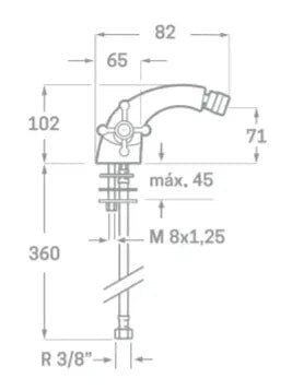 Grifo bimando para bidé de latón con acabado cromado ÉPOCA de Källa 1