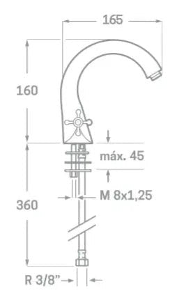 Grifo bimando para lavabo de instalación sobre encimera en acabado cromado ÉPOCA Källa 1