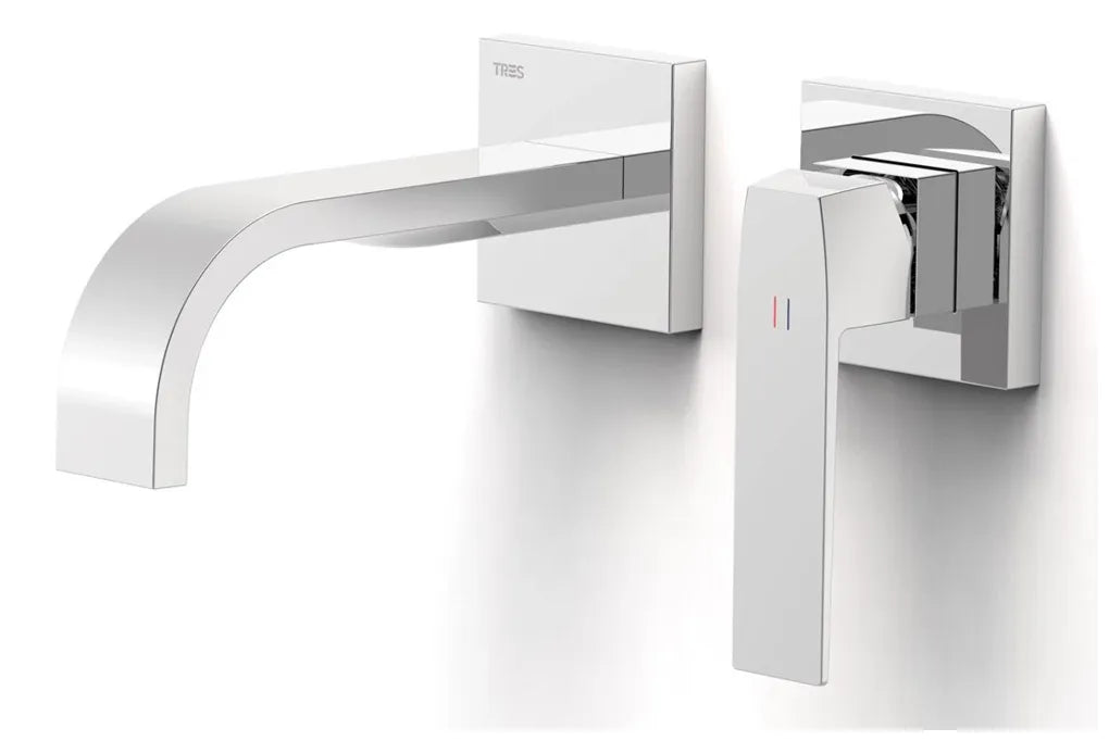 Grifo con monomando de instalación empotrado para lavabo con caño largo Slim Tres 0