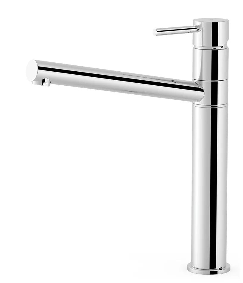 Grifo con monomando de instalación sobre repisa de latón con acabado cromado Cocina Tres 0