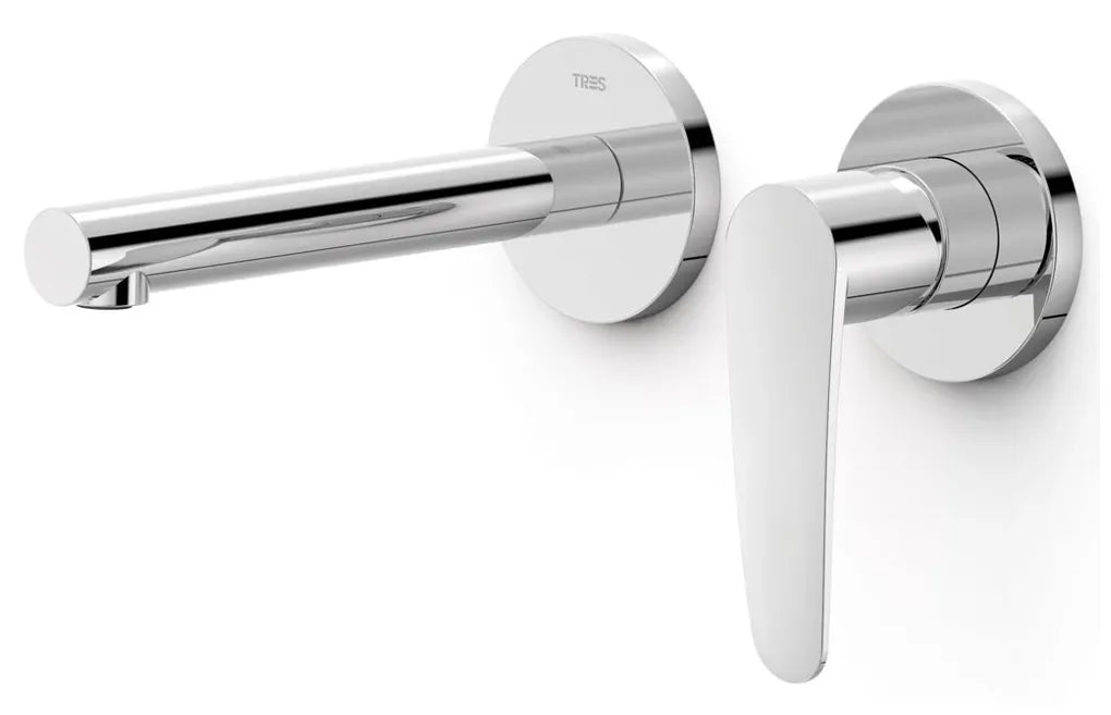 Grifo con monomando para instalación empotrada de lavabo en acabado cromado Flat Tres 0