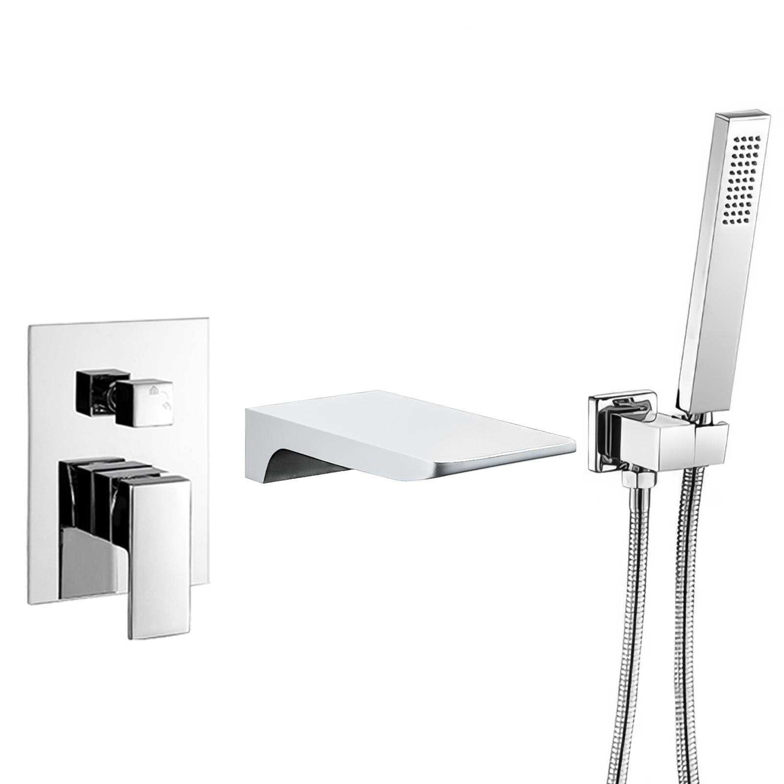 Grifo cuadrado empotrado monomando para bañera con cascada cromado Tajo de Valaz 0