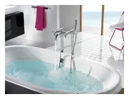 Grifo de bañera ducha bimando para instalación de pie con acabado cromado Loft Roca 2