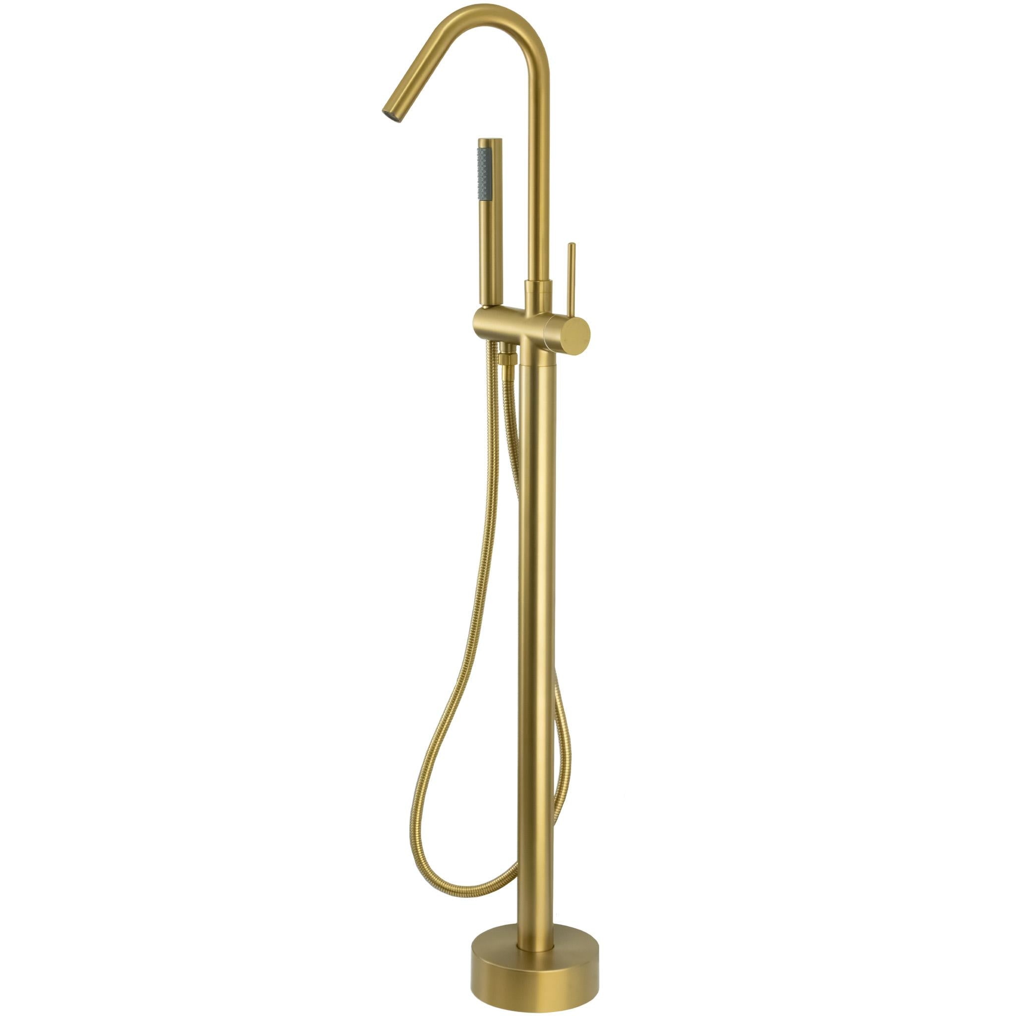 grifo de bañera exenta diseño redondo acabado oro mate con proteccion PVD Sella de Valaz 0