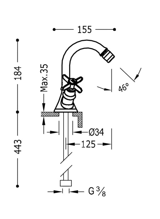 Grifo de bidé bimando con rótula orientable con acabado cromado CLASIC TRES 1