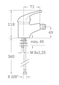 Grifo de bidé de latón con acabado cromado ENKEL de Källa 1