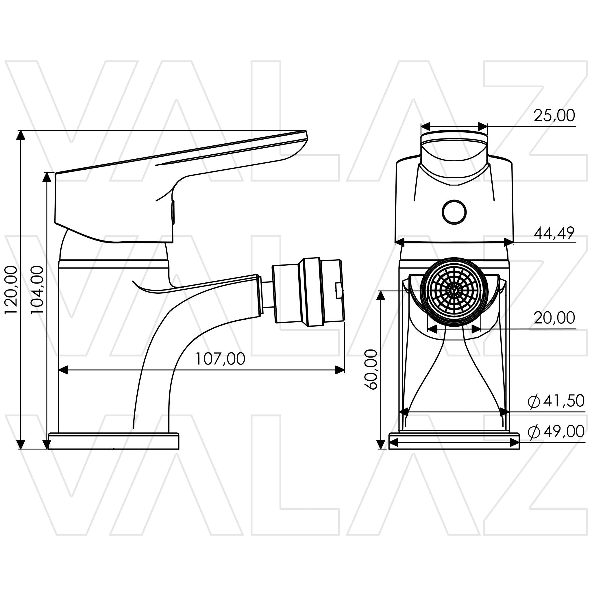 Grifo de bidé monomando cromado con diseño moderno y durabilidad Tera de Valaz 1