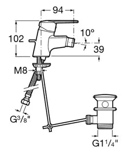 Grifo de bidet con desagüe automático acabado cromado Victoria Roca 2
