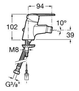 Grifo de bidet con enganche para cadenilla con acabado cromado de Victoria Roca 2