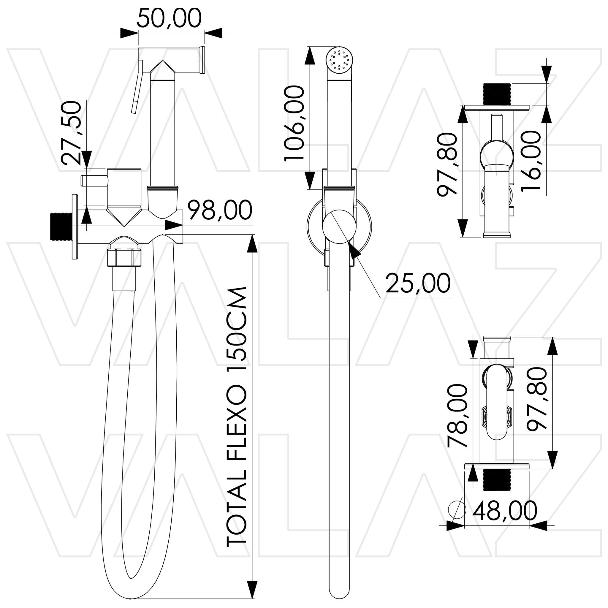 grifo de bidet empotrado redondo dorado cepillado 1 vía fría Guadiana de Valaz 1