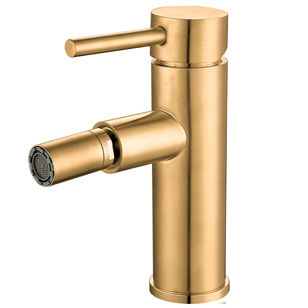 Grifo de bidet monomando redondo oro mate con protección PVD Jabalón de Valaz 0