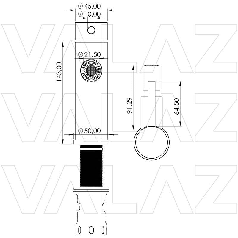 Grifo de bidet monomando redondo oro mate con protección PVD Jabalón de Valaz 1