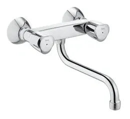 Grifo de cocina bimando para fregadero con acabado cromado Brava Roca 0