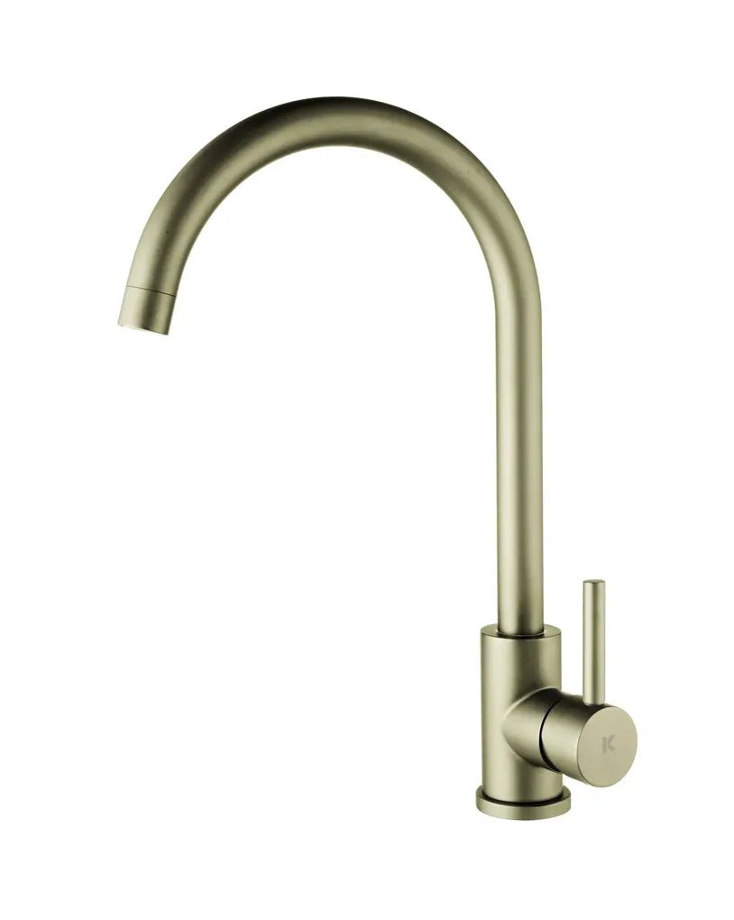 Grifo de cocina con monomando en acero inoxidable acabado oro cepillado Plenum Källa 0
