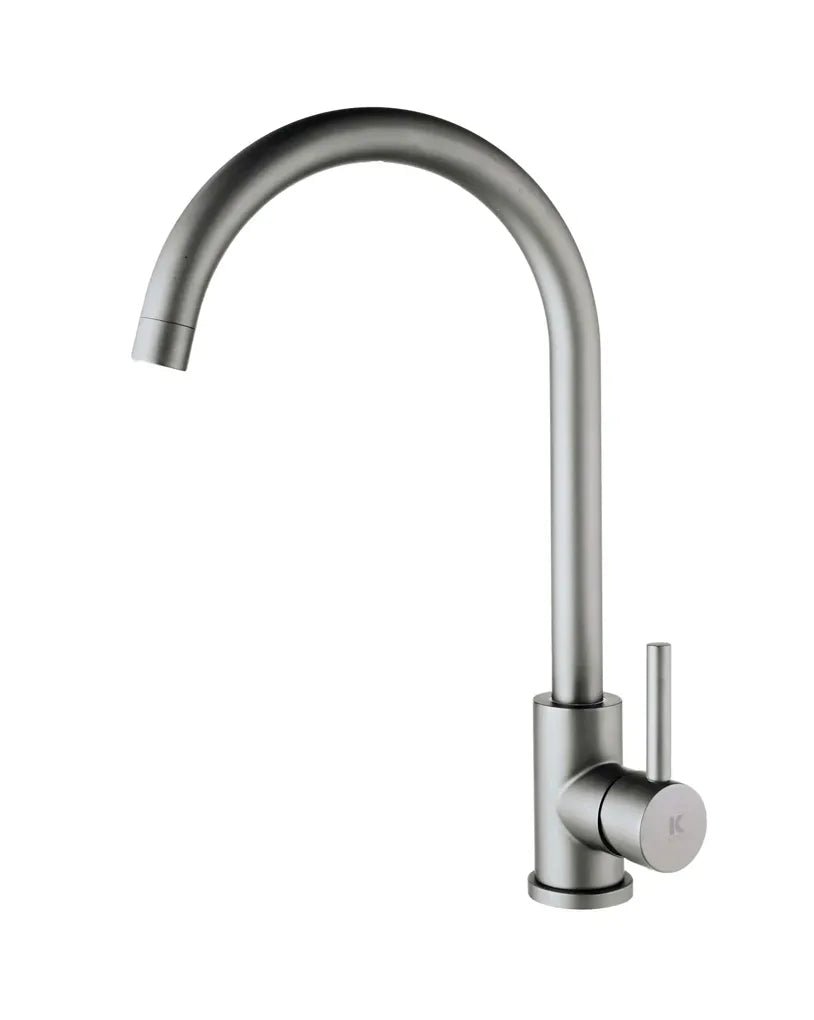 Grifo de cocina de acero inoxidable con fijación mediante machón y acabado cepillado Källa 0
