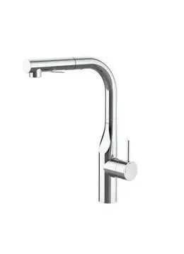Grifo de cocina recto con ducha extraíble y acabado cromado Glera Roca 0