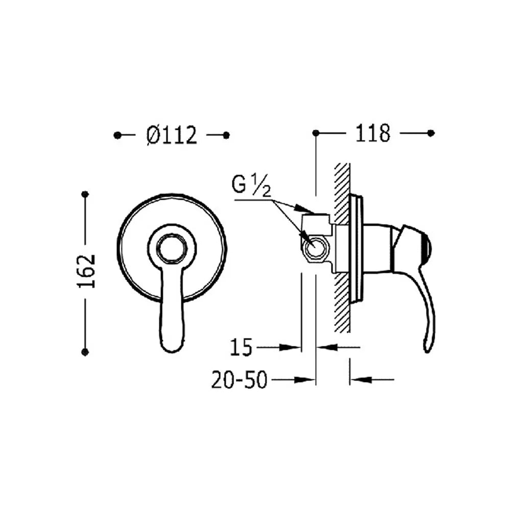 Grifo de ducha monomando de una vía con cuerpo empotrado en latón viejo mate Tres Clasic Tres 2
