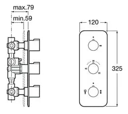 Grifo de ducha termostático con múltiples vías para instalación empotrada Puzzle Roca 2