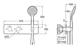 Grifo de ducha termostático con tres vías y desviador para instalación empotrada Puzzle Roca 2
