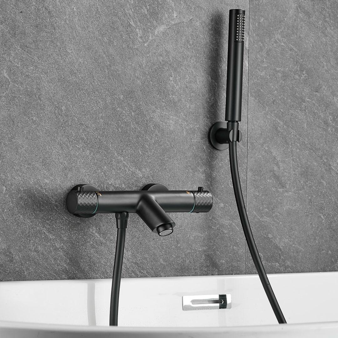 Grifo de ducha/bañera termostático negro mate maneta luxury Birim de Valaz 4