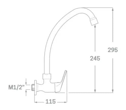 Grifo de fregadero a pared con acabado cromado One Källa 1