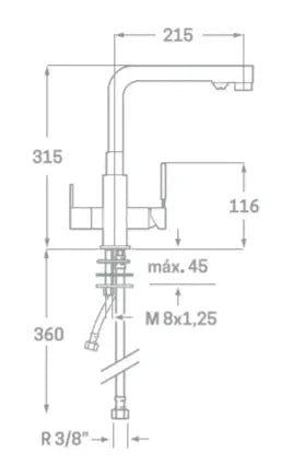 Grifo de fregadero de latón con acabado cromado Osmosis de Källa 1