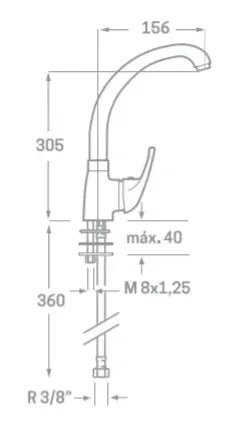 Grifo de fregadero vertical de latón cromado Enkel Källa 1
