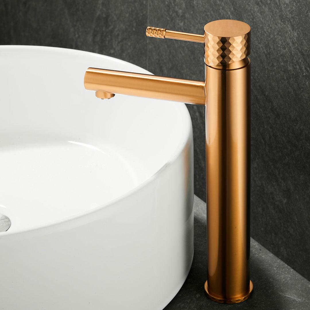 Grifo de lavabo alto monomando acabado dorado cepillado para pica Birim de Valaz 2