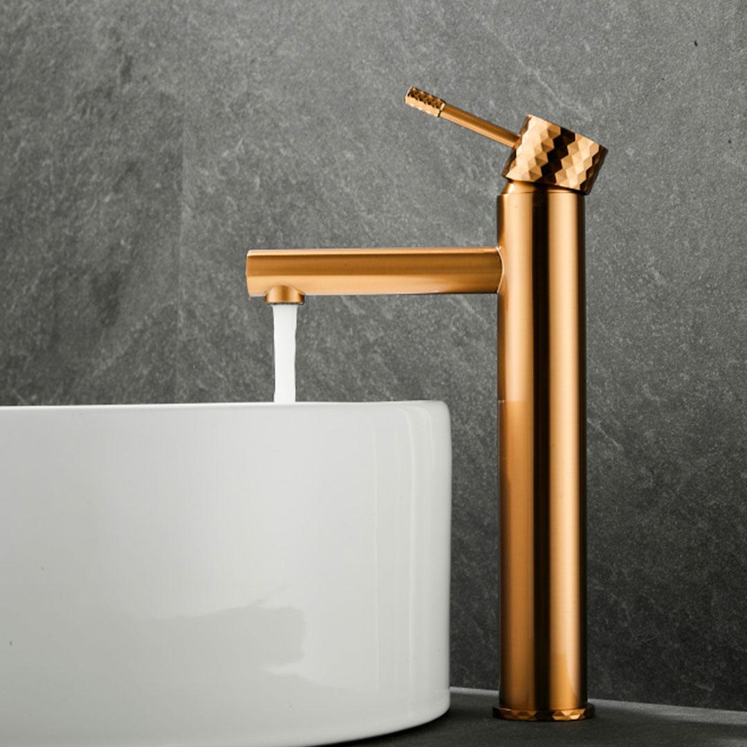 Grifo de lavabo alto monomando acabado dorado cepillado para pica Birim de Valaz 3