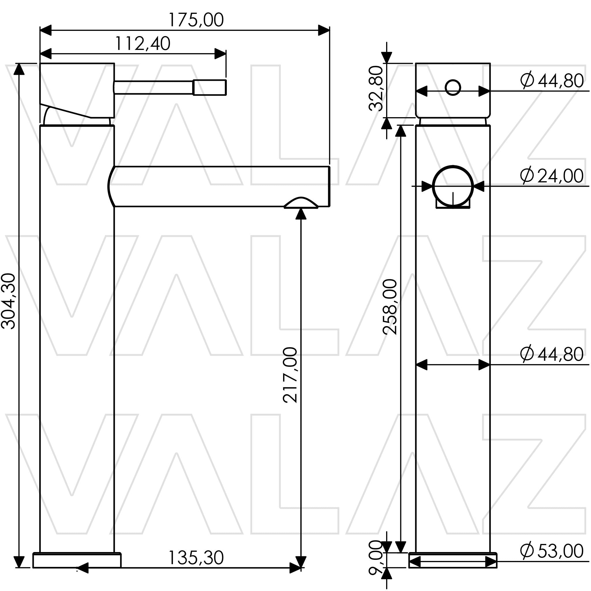 Grifo de lavabo alto monomando para pica negro mate maneta luxury Birim de Valaz 1