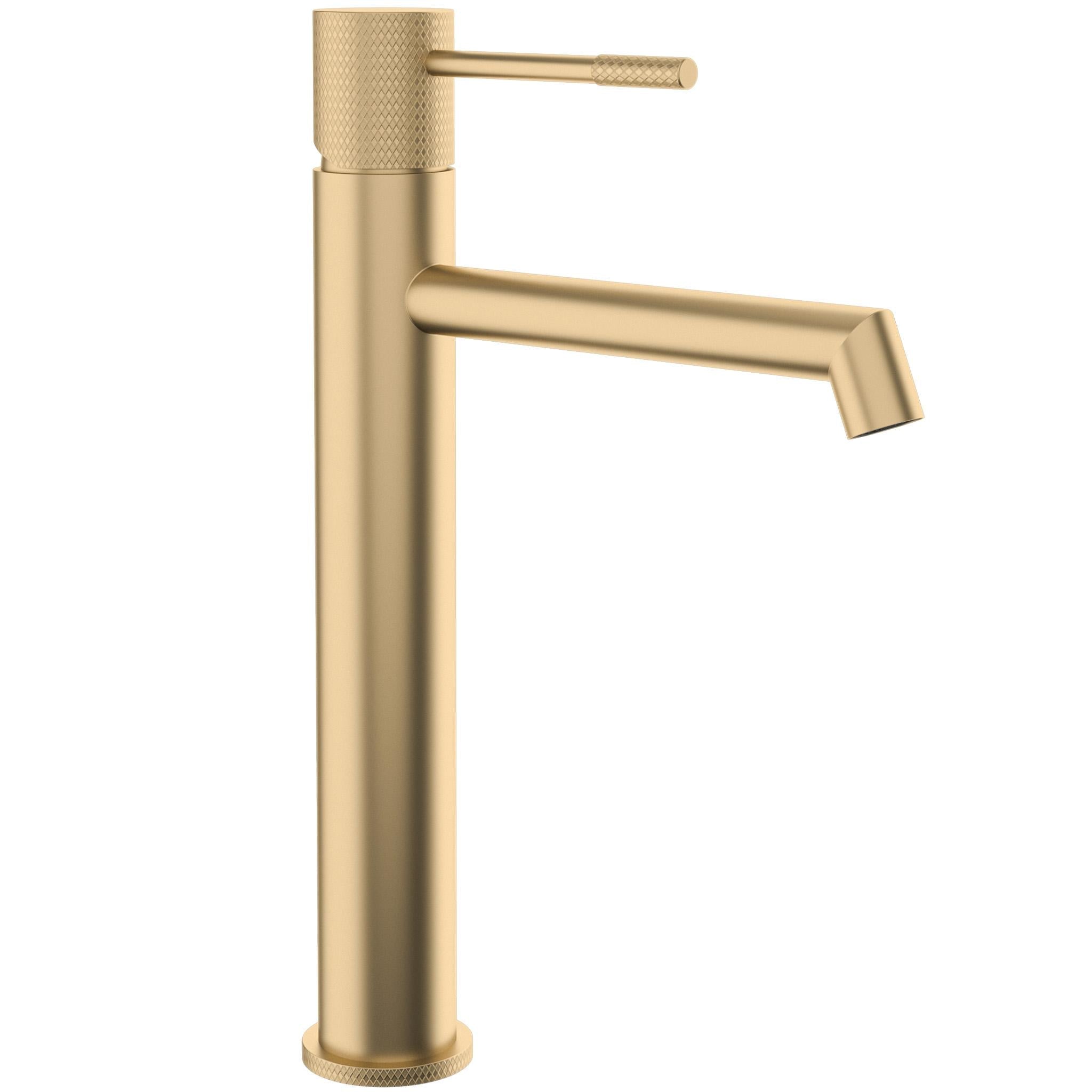 Grifo de lavabo alto para pica monomando caño recto acabado maneta luxury oro mate con protección PVD Casares de Valaz 0