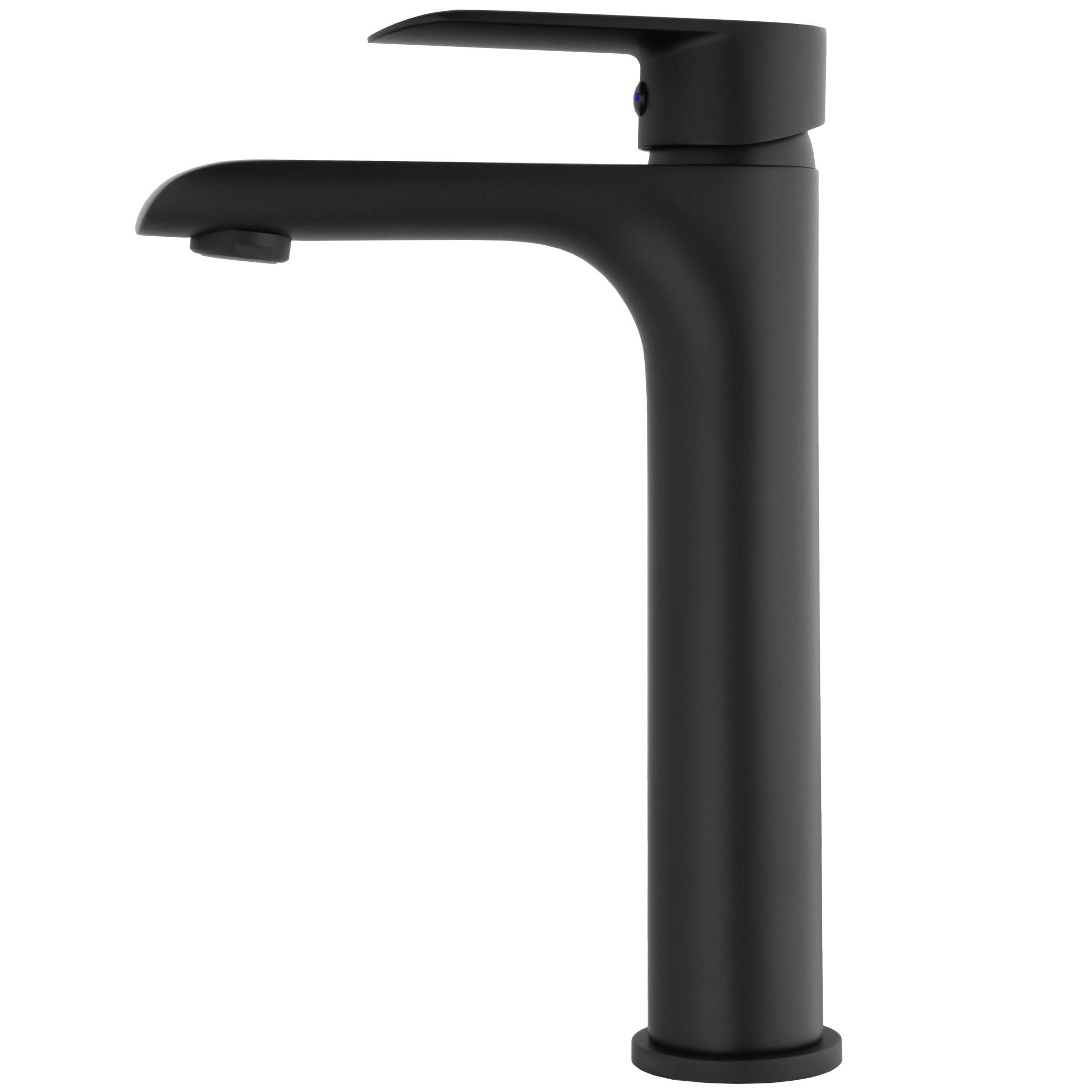 Grifo de lavabo alto para pica monomando redondo negro mate Turia de Valaz 1