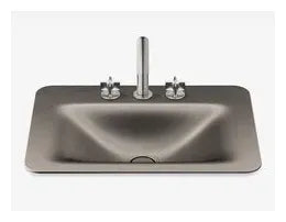 Grifo de lavabo bimando con caño giratorio acabado acero cepillado Baia Armani Roca 1