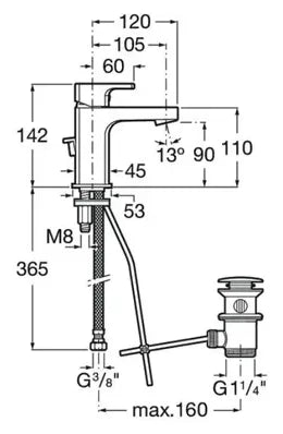 Grifo de lavabo compacto con desagüe automático acabado cromado L90 de Roca 4