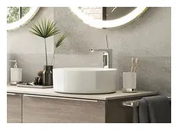 Grifo de lavabo con desagüe clic clac de caño alto en acabado cromo Pals Roca 1