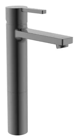 Grifo de lavabo con diseño circular acabado negro titanio cepillado Naia Roca 0