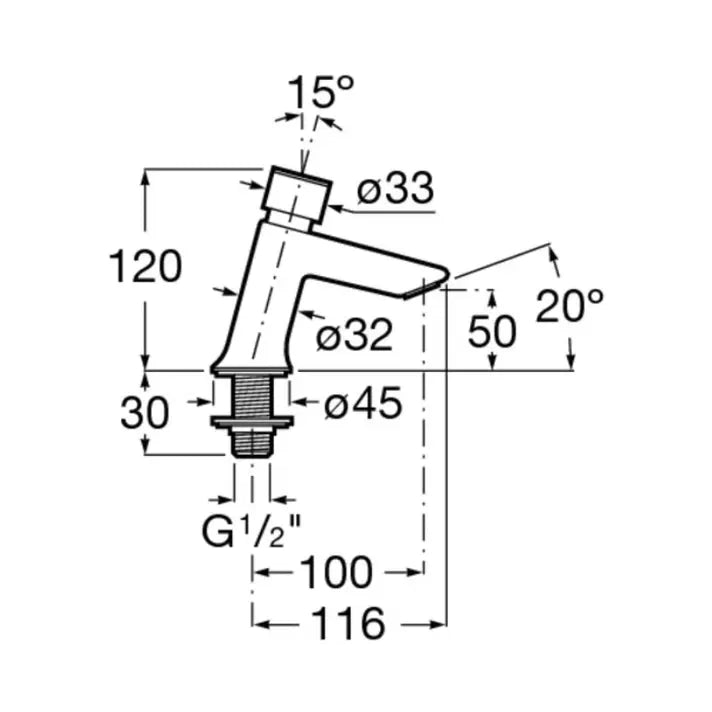 ROCA INSTANT A5A4277C00 Grifo de lavabo con pulsador y sistema antivandálico de 11 cm con acabado cromado - MerkiMarket