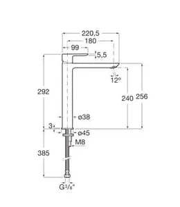 Grifo de lavabo de caño alto con cuerpo liso y acabado cromado monocomando Cala Roca 2