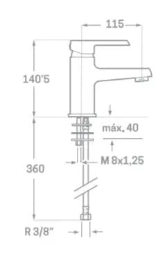 Grifo de lavabo de latón cromado Arvet Källa 1
