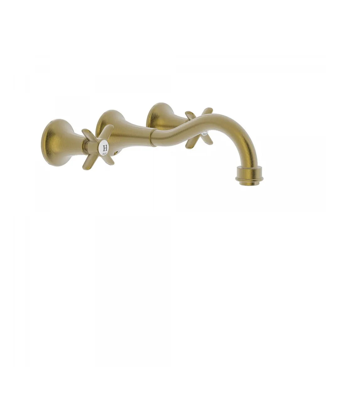 Grifo de lavabo de pared con regulador de temperatura bimando acabado latón viejo mate CLASIC TRES 0