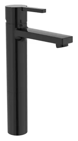Grifo de lavabo diseño circular alto monomando con acabado negro titanio Naia Roca 0