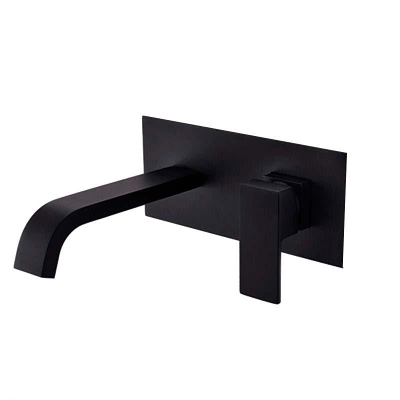 Grifo de lavabo empotrado cuadrado caño curvo negro mate 21 cm Niagara de Valaz 0