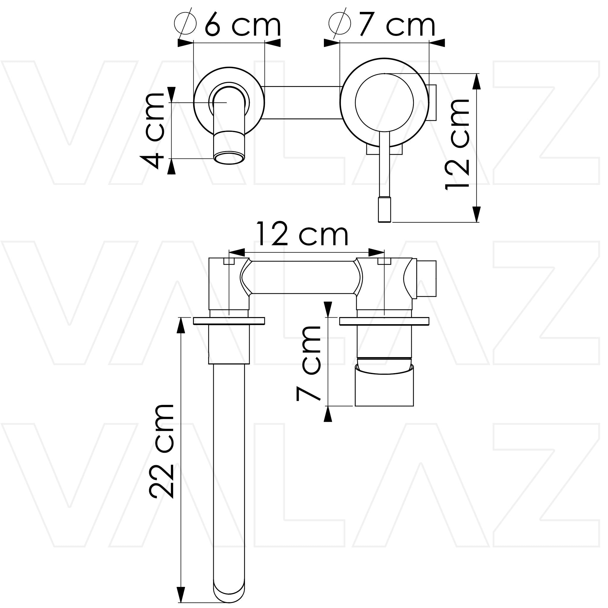 Grifo de lavabo empotrado redondo monomando negro mate maneta luxury caño 21 cm Ofin de Valaz 1