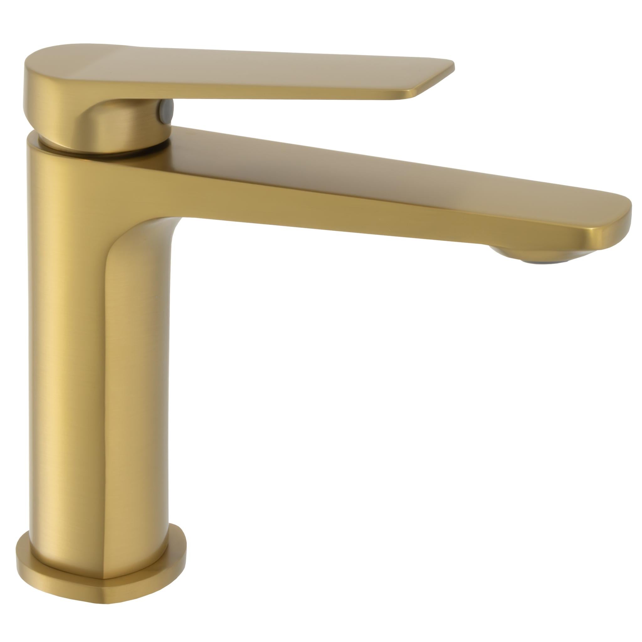 Grifo de lavabo monomando acabado oro mate diseño redondeado perfil bajo palanca ergonómica Valdivia de Valaz 0
