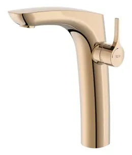 Grifo de lavabo monomando con cartucho cerámico acabado oro rosado Insignia Roca 0