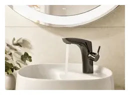Grifo de lavabo monomando de diseño corto en acabado negro titanio Insignia Roca 1