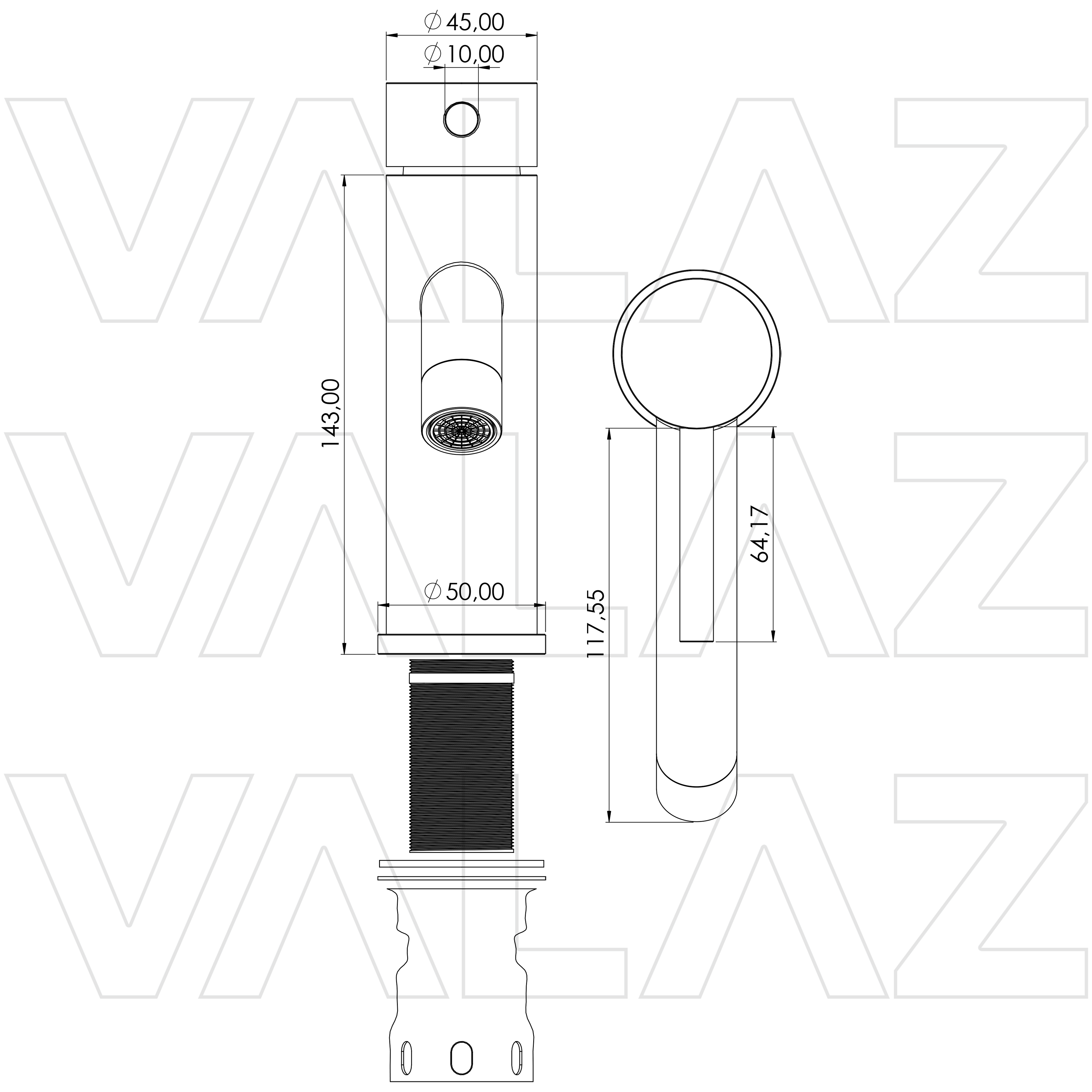 Grifo de lavabo monomando redondo oro mate con protección PVD Jabalón de Valaz 1
