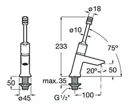 Grifo de lavabo temporizado con sistema antivandálico y acabado cromado Instant Roca 1
