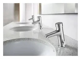 Grifo de repisa temporizado con control de temperatura acabado cromado Roca 1